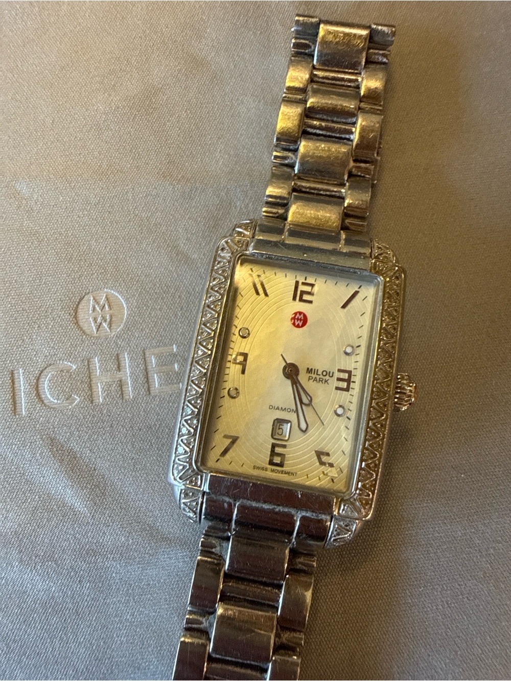 MICHELE Milou Park Diamond Watch .31 CTW 74 Diamonds + Box used- Good condition - Picture 6 of 8